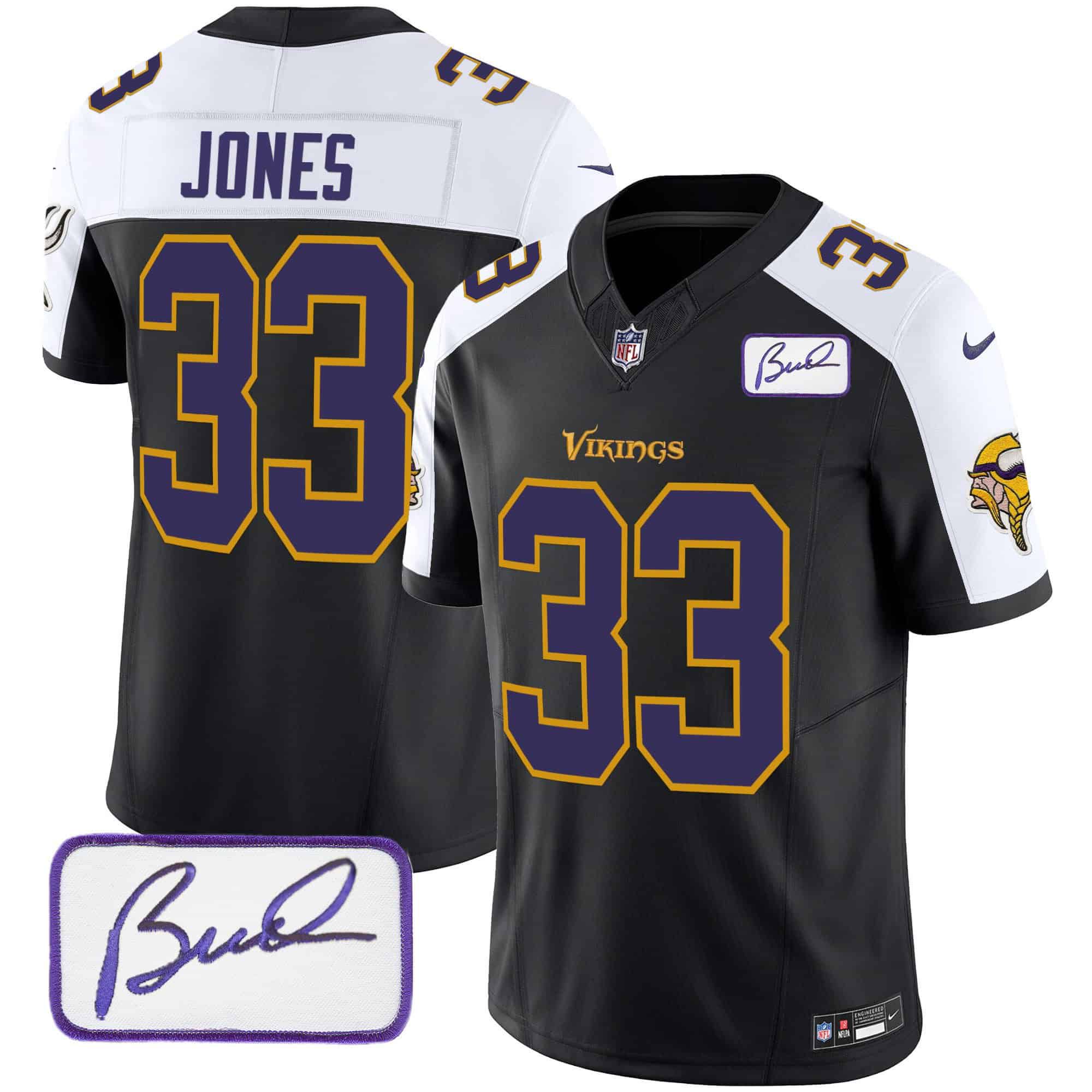 Men Minnesota Vikings #33 Jones Black 2024 Nike Bud Grant Patch Classic Limited NFL Jersey->indianapolis colts->NFL Jersey